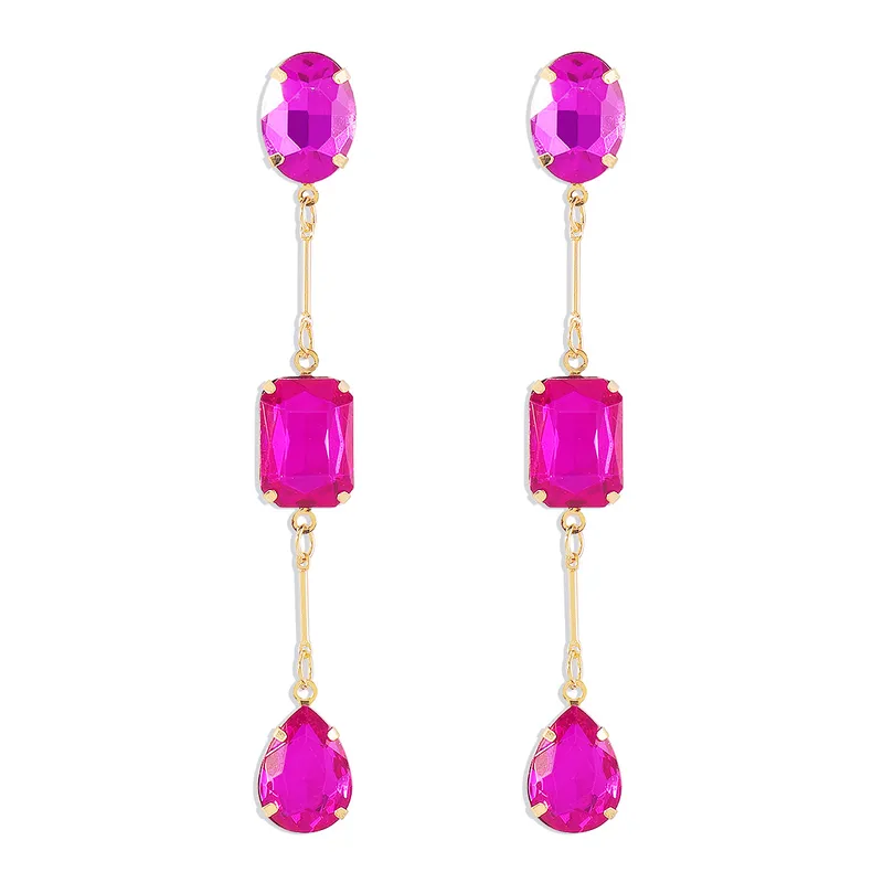 pink rhinestone drop earrings