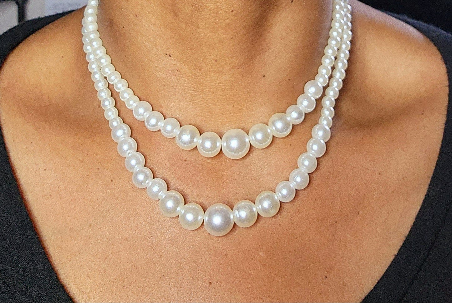double pearl fashion choker for women