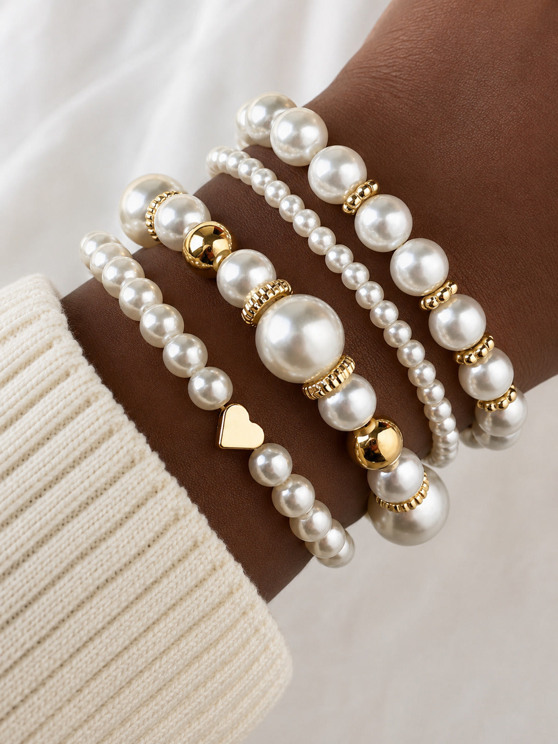 Pearl Affection Bracelet Set — Gold