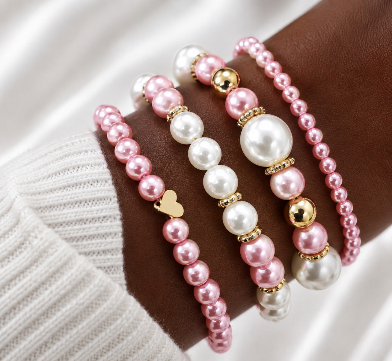 Pearl Affection Pink Pearl Bracelet Set
