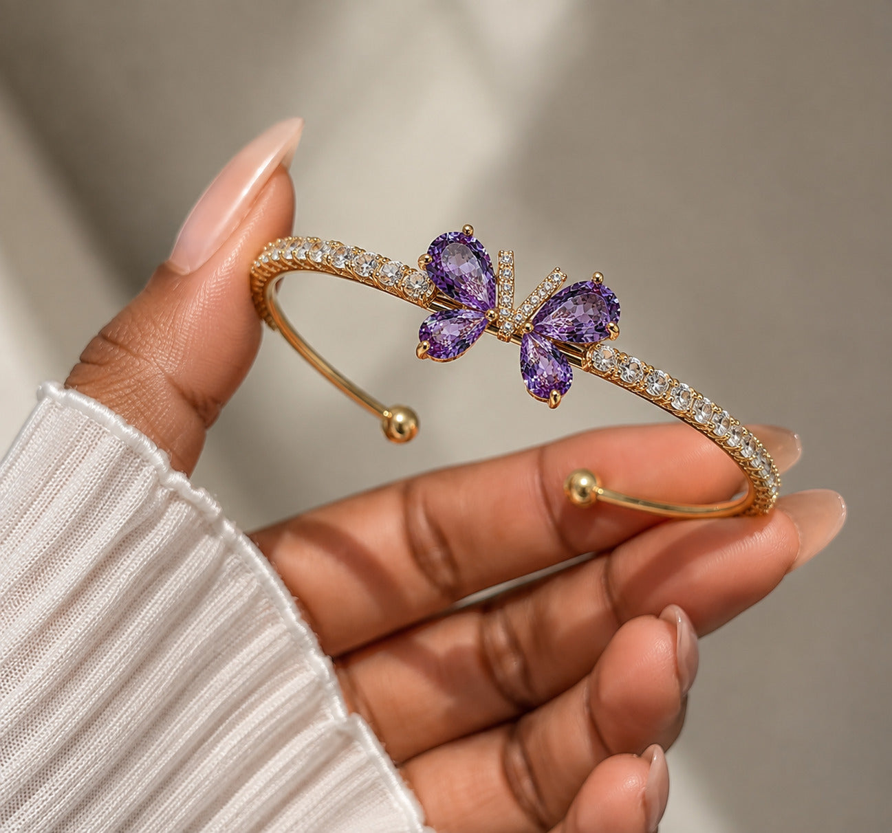 Violet Wings Crystal Cuff Bracelet