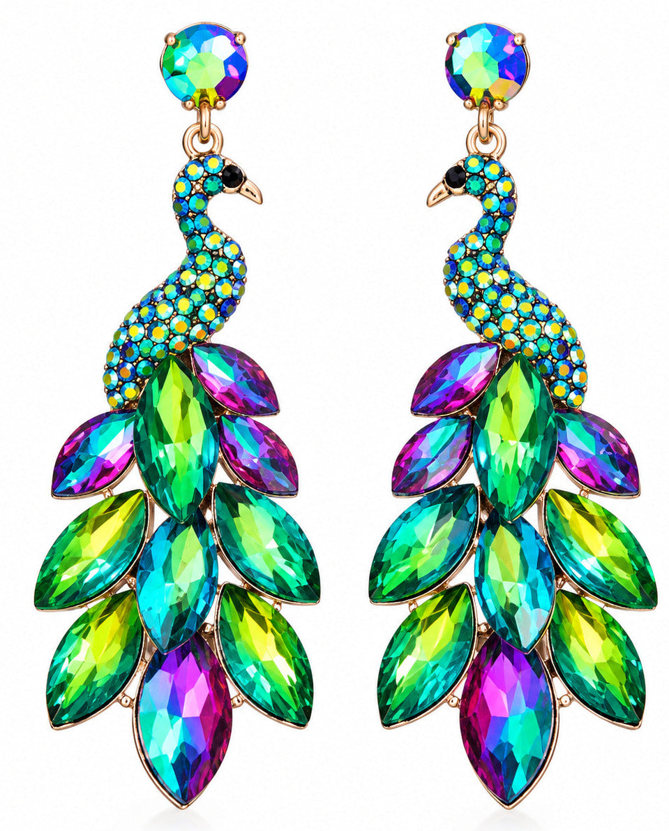 Flamboyant Peacock Green Earrings