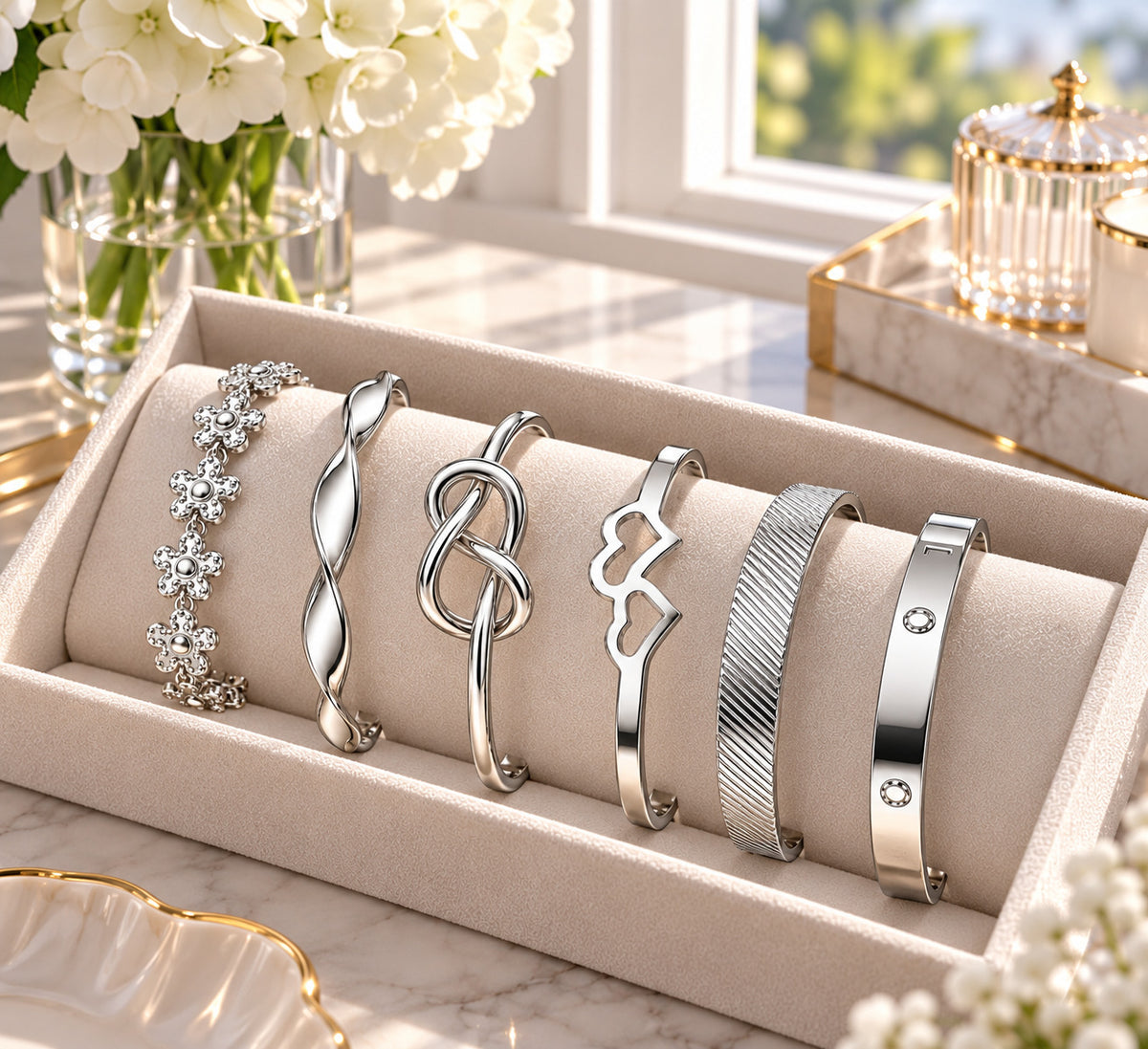Silver Serenity Bracelet Set