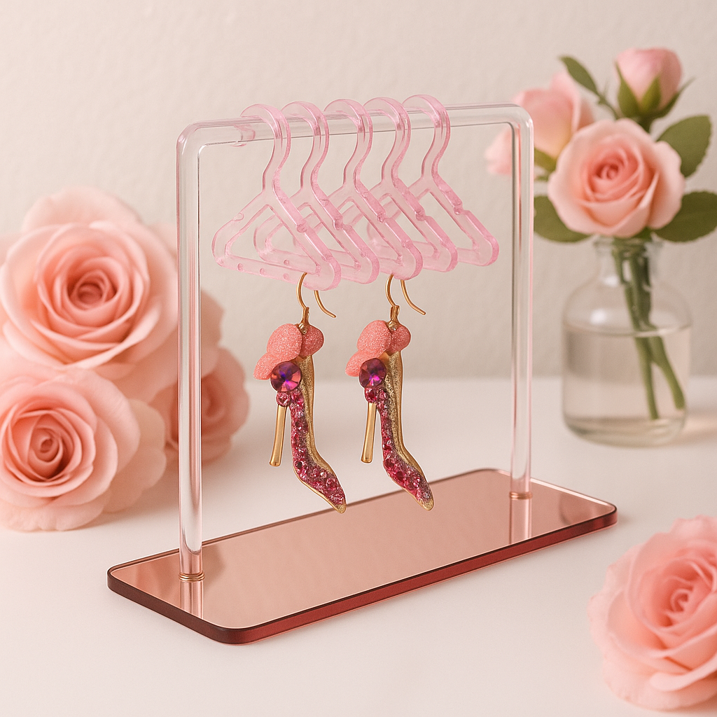 pink earring holder