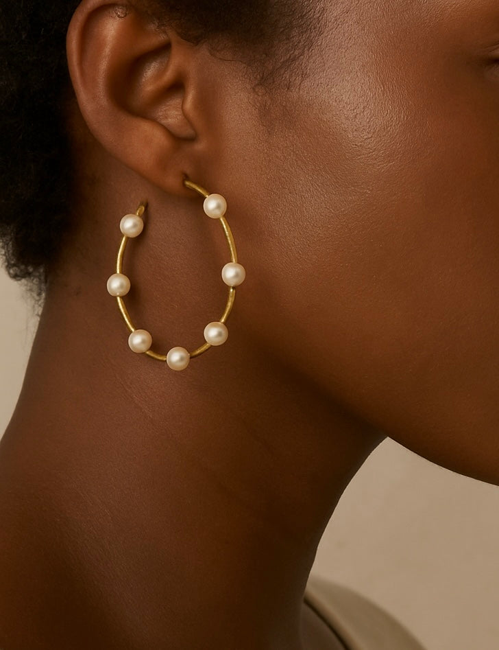 Pearl Luxe Hoop Earrings