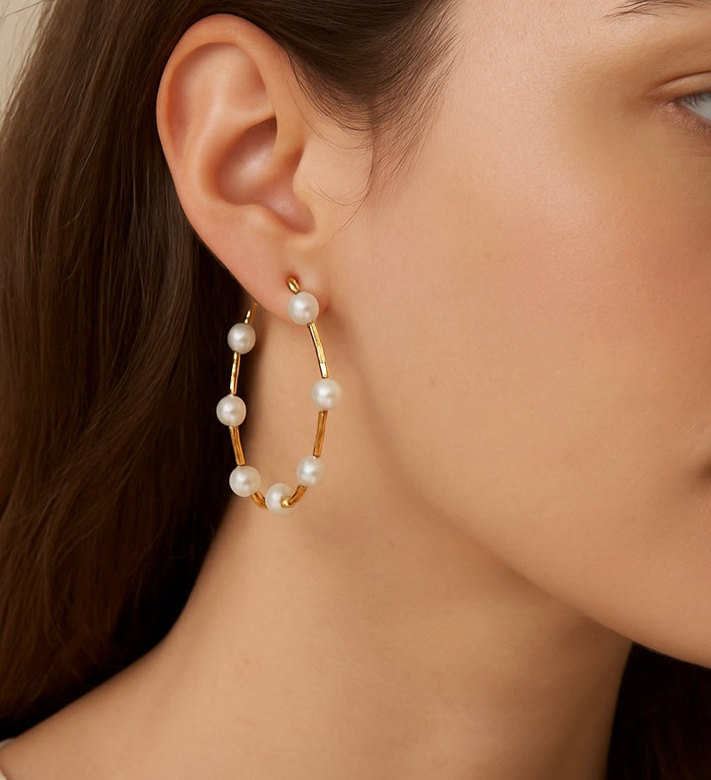 Pearl Luxe Hoop Earrings