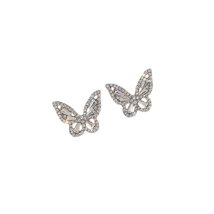 butterfly shaped rhinestone earrings