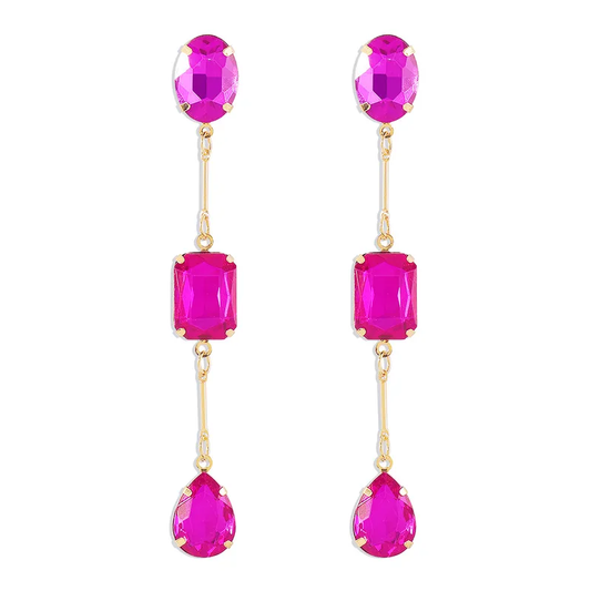pink rhinestone drop earrings