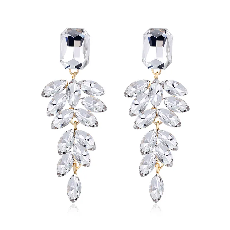 rhinestone flower shaped drop earrings