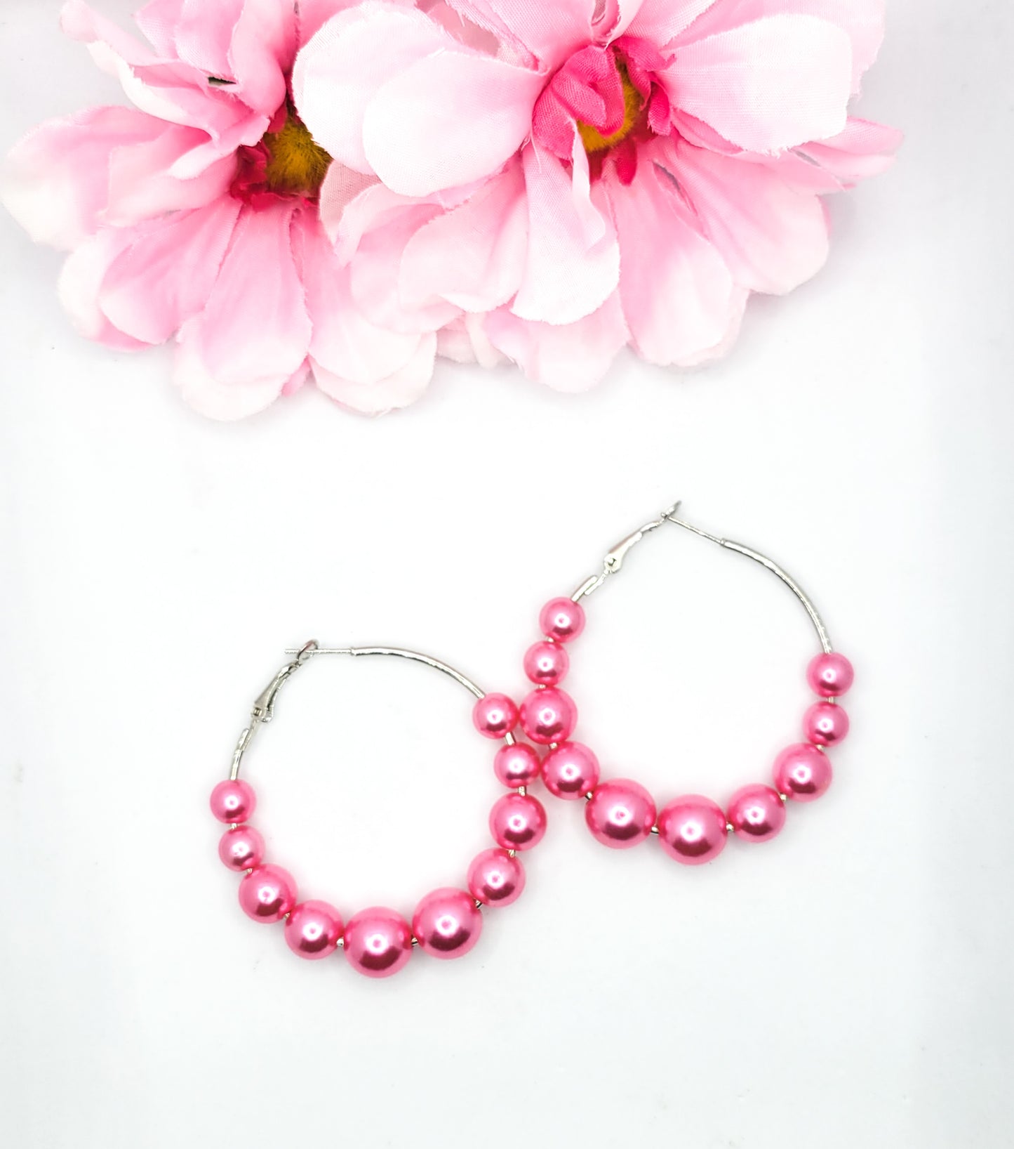 Pearls of Color Hoop Earrings