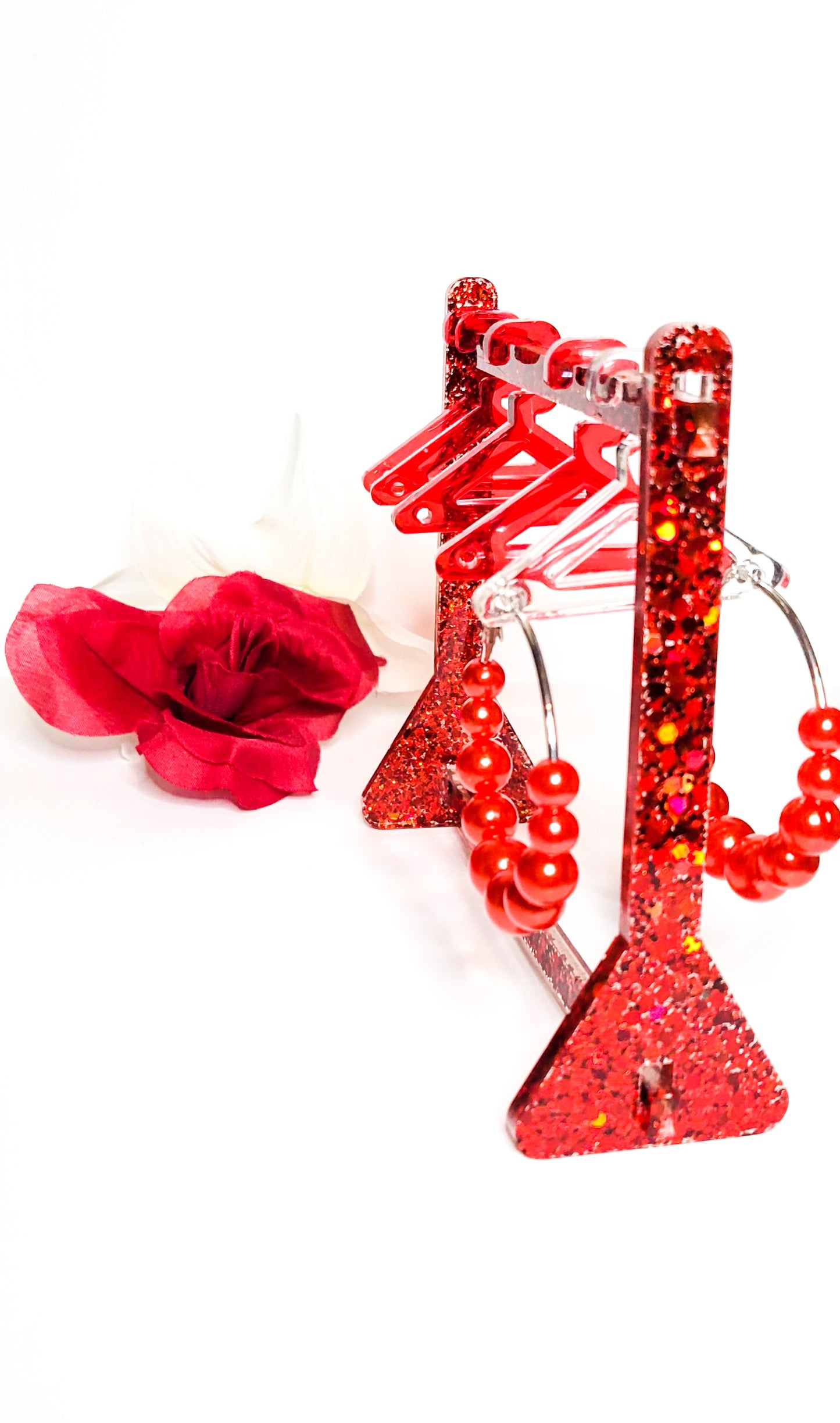 Ruby Red Glitter Earring Holder