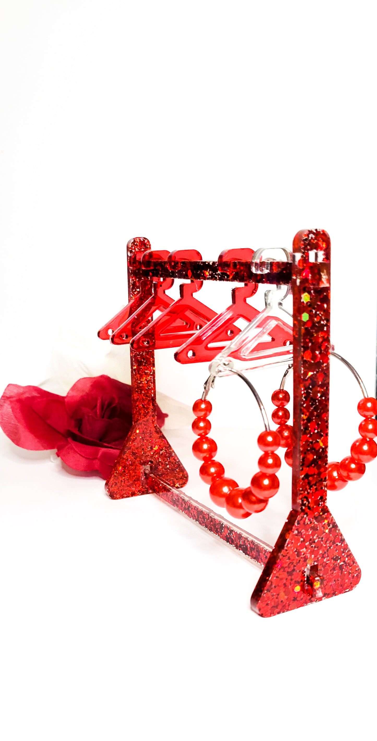 Ruby Red Glitter Earring Holder