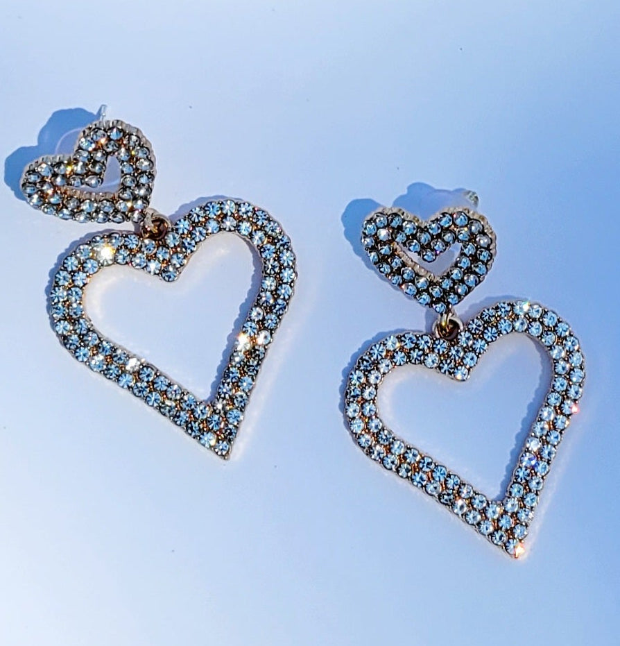 Love Duo Rhinestone Heart Earrings