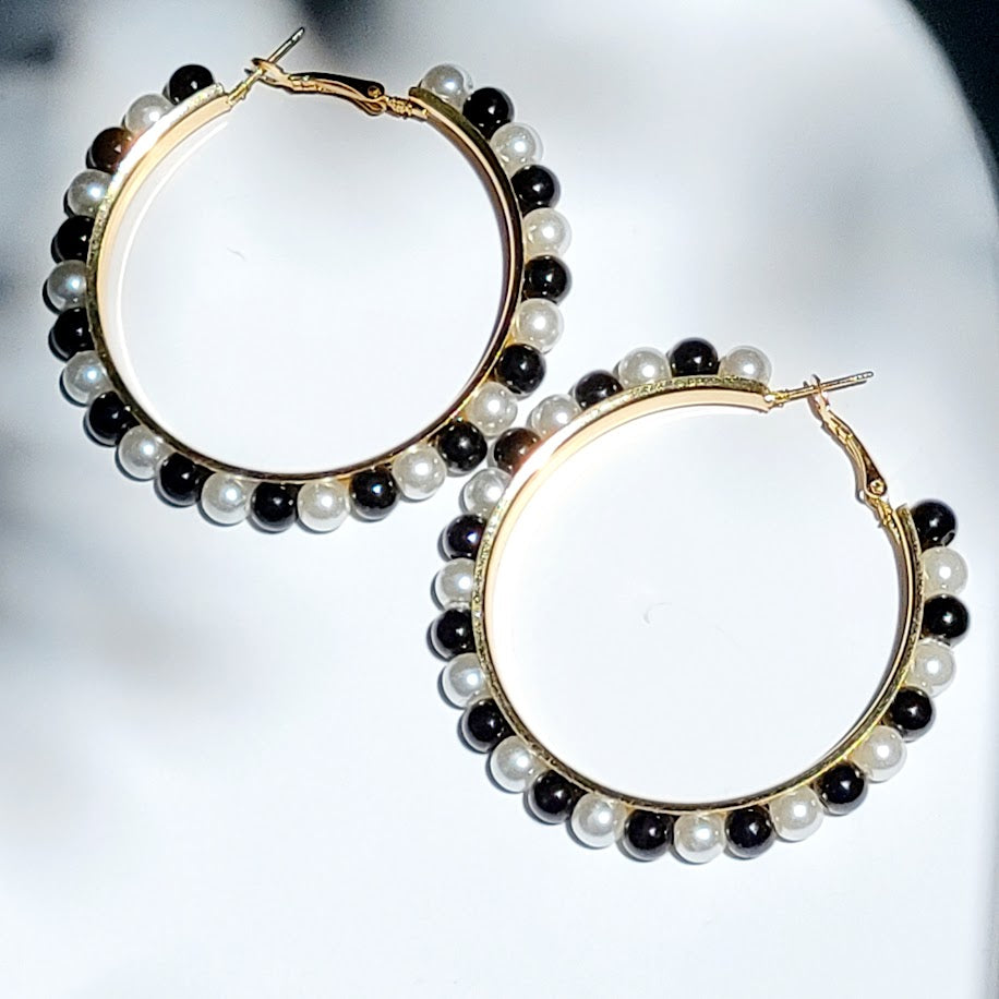 Beaded Pearl Hoop