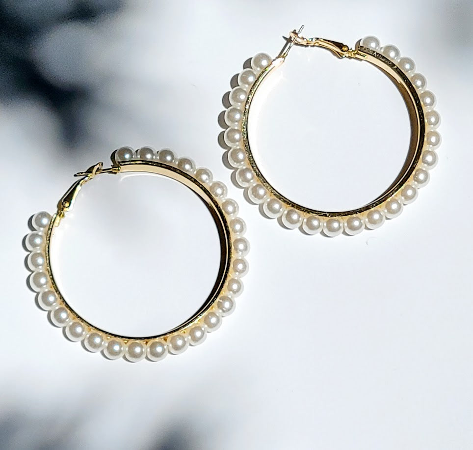 Beaded Pearl Hoop