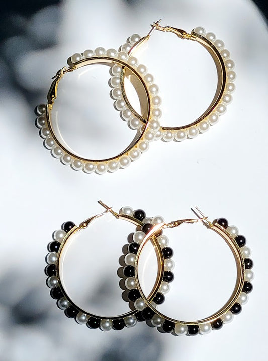 Beaded Pearl Hoop