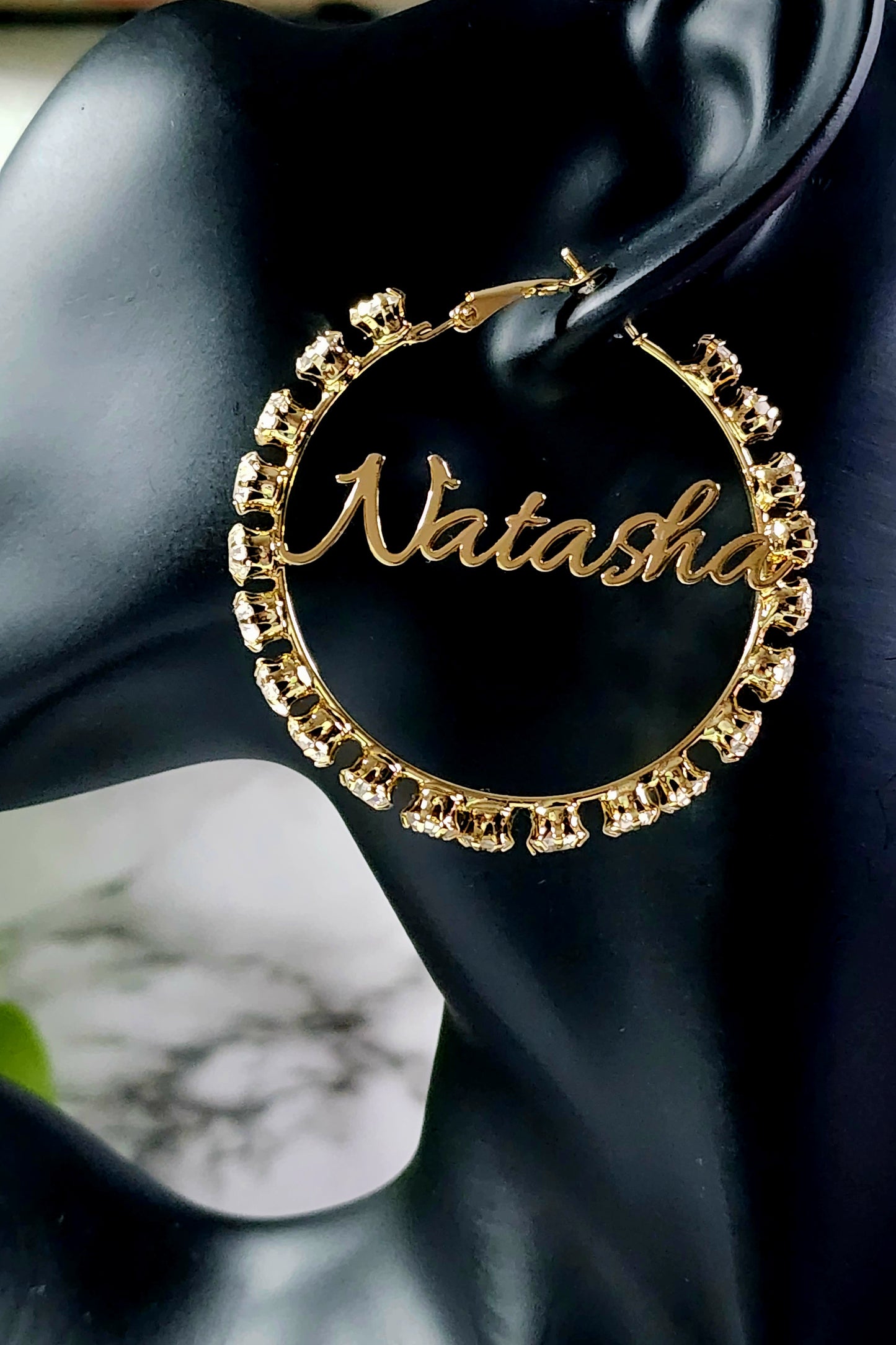 Radiant Reflections: Customized Rhinestone Hoop Earrings