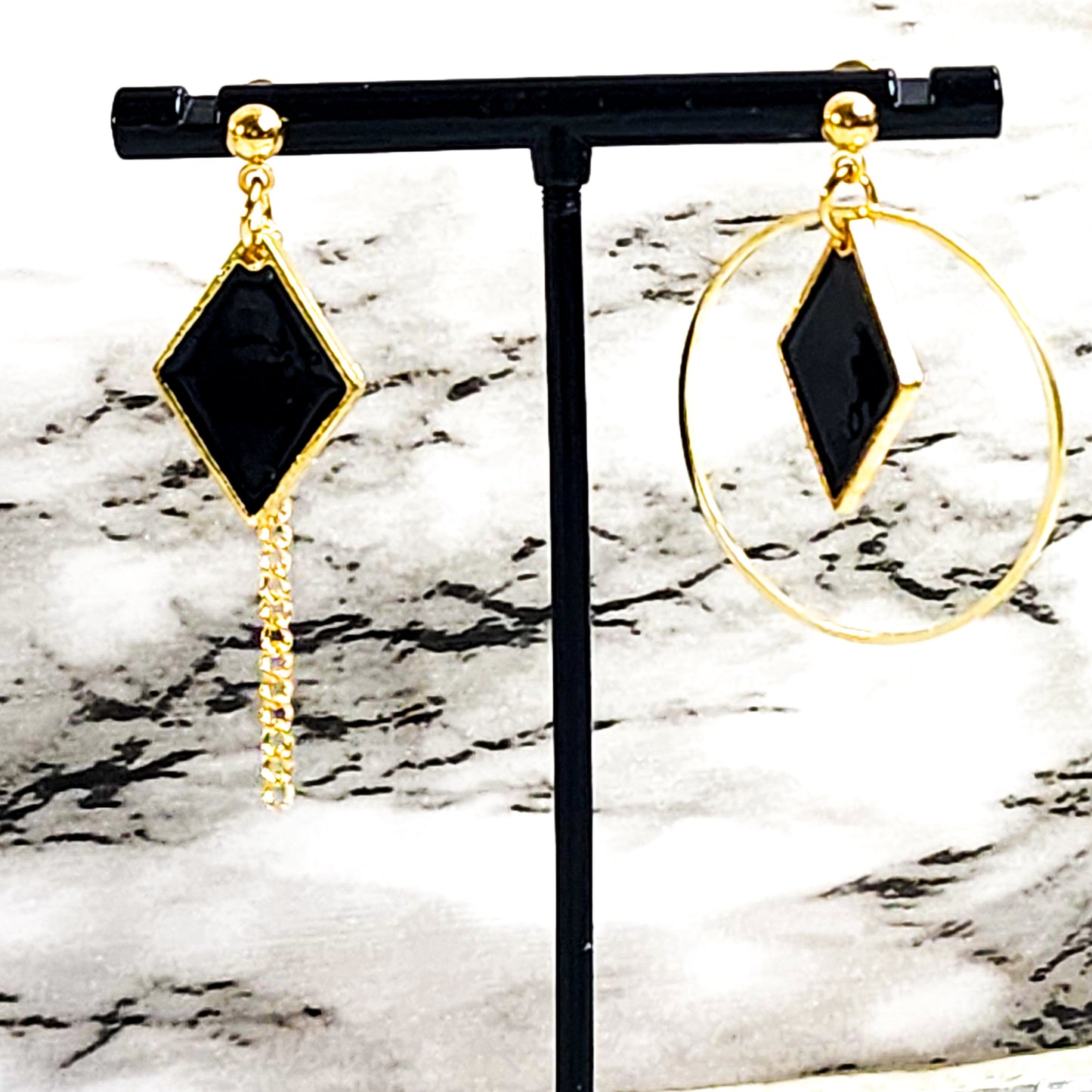 gold and black fashion earrings for women