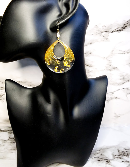 Golden Glitz Open Tear Drop Earrings