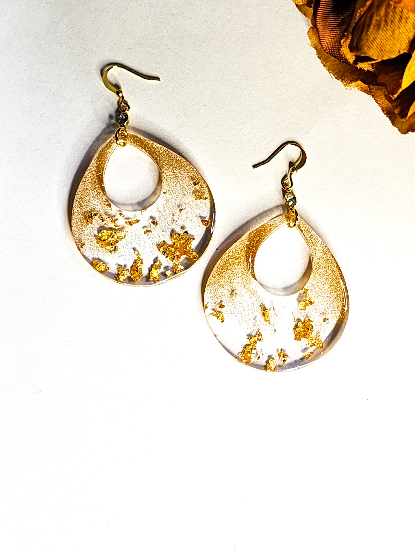 Golden Glitz Open Tear Drop Earrings