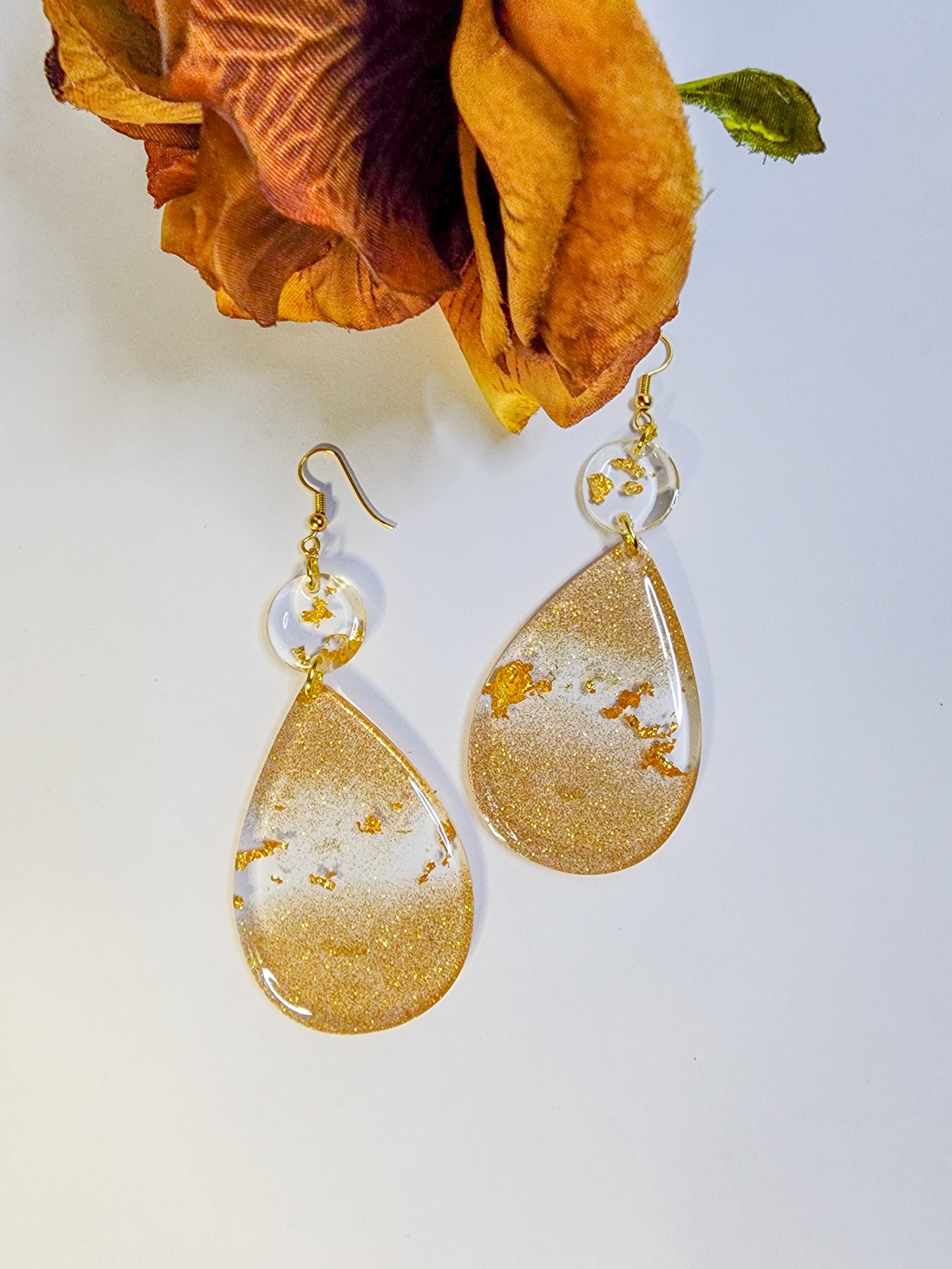 Golden Glitz Tear Drop Earrings