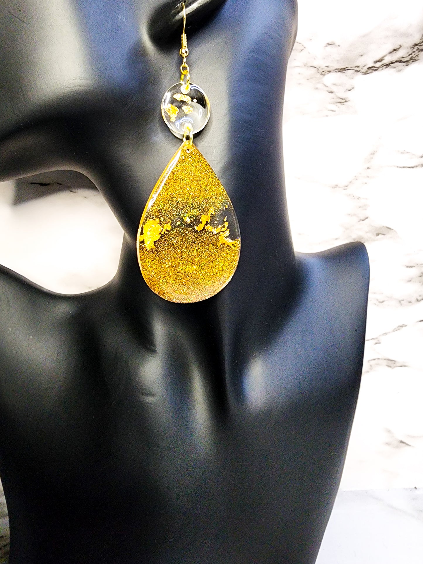 Golden Glitz Tear Drop Earrings