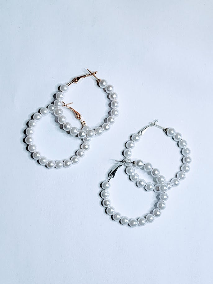 Simply Pearl Hoops