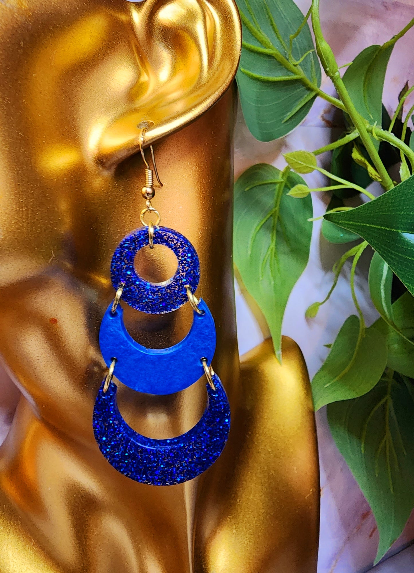 Sapphire Gold Triple Dangles