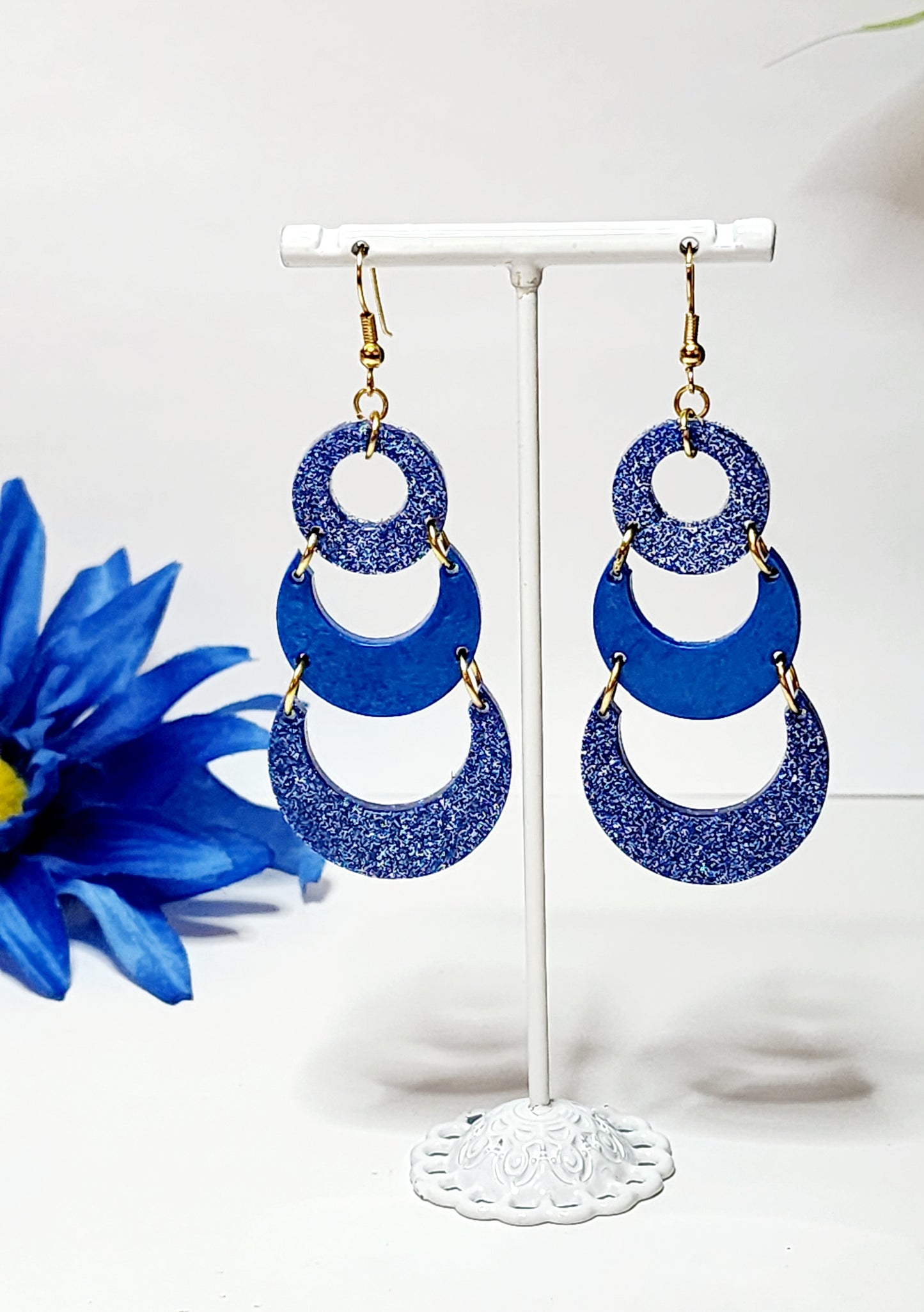 Sapphire Gold Triple Dangles