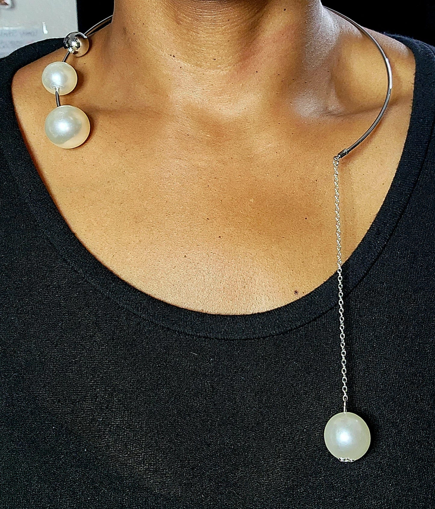 Silver Pearl Open Choker