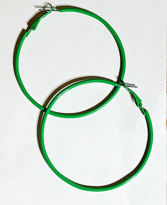 slim green hoop earrings