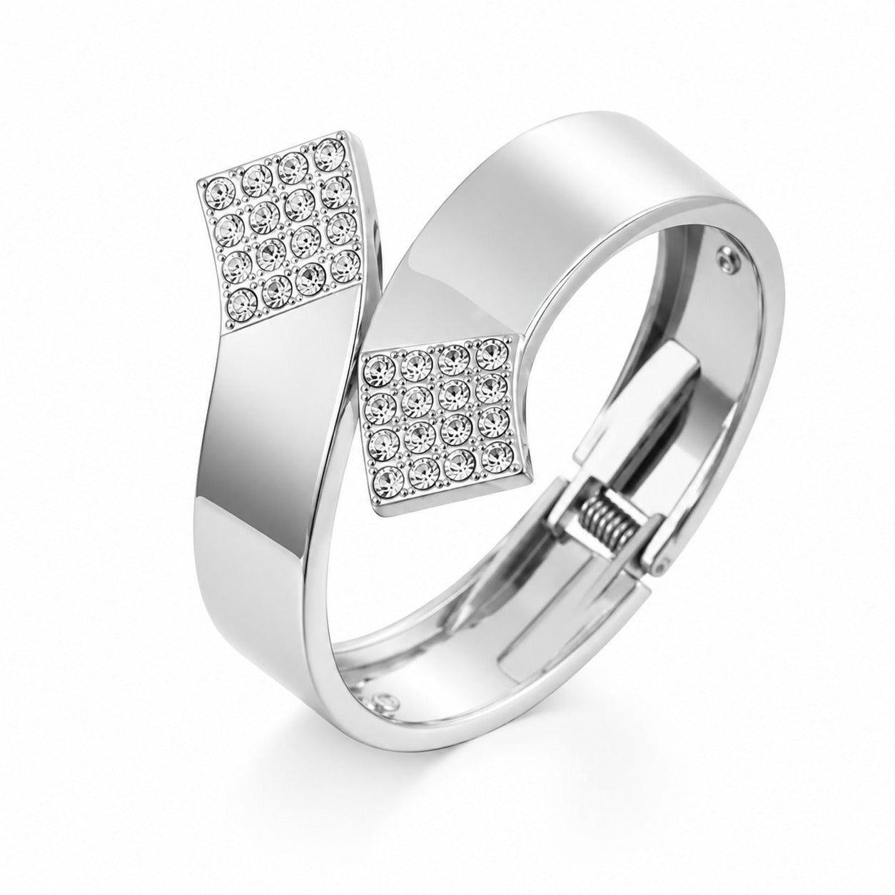 Modern Majesty Crystal Cuff Bracelet — Silver