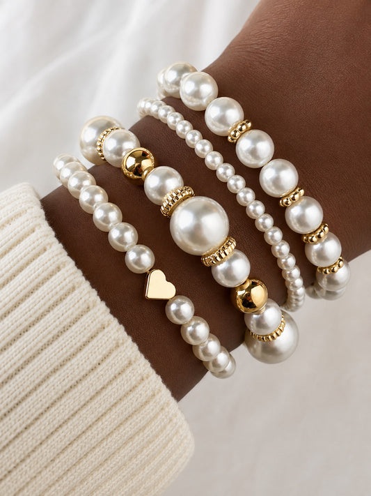 Pearl Affection Bracelet Set — Gold