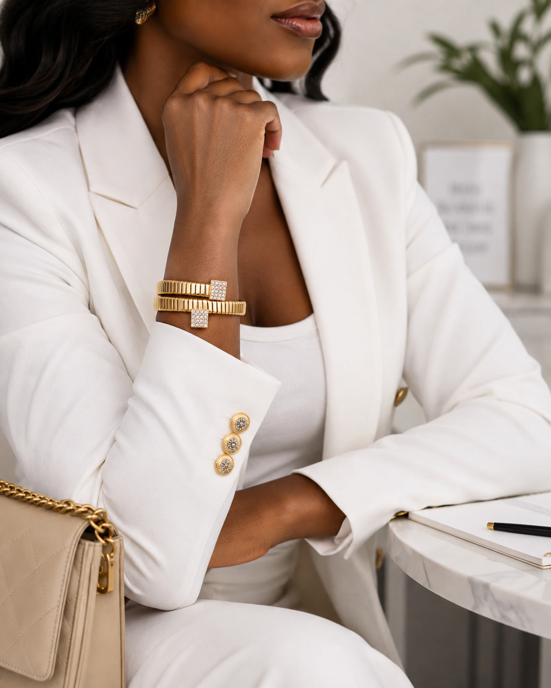 Crystal Coil Wrap Bracelet – Gold