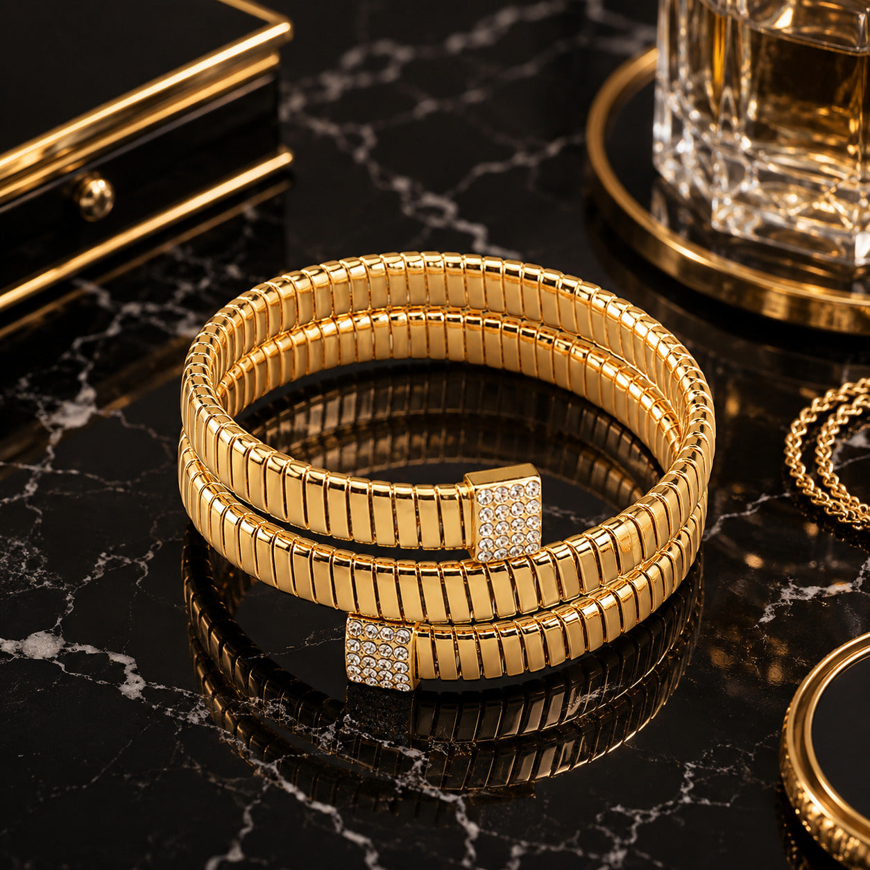 Crystal Coil Wrap Bracelet – Gold
