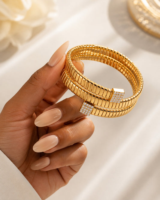 Crystal Coil Wrap Bracelet – Gold