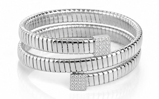 Crystal Coil Wrap Bracelet – Silver