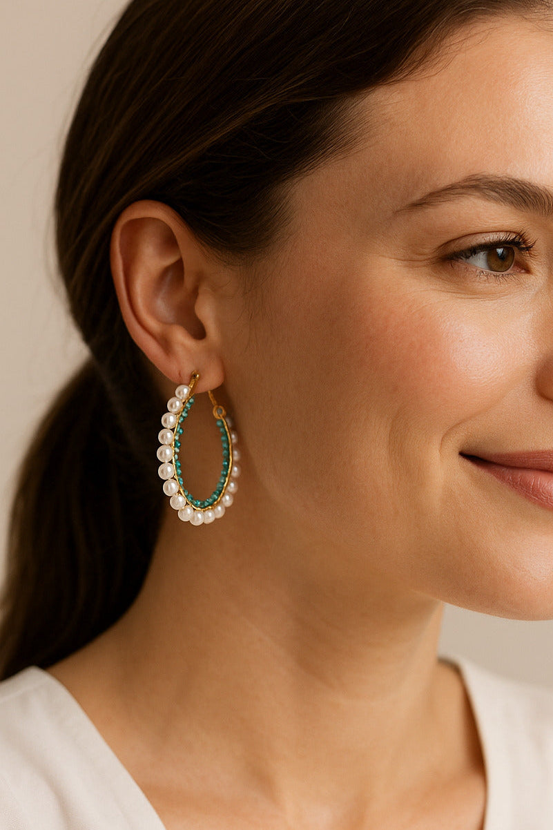Ocean Glow Pearl Hoops