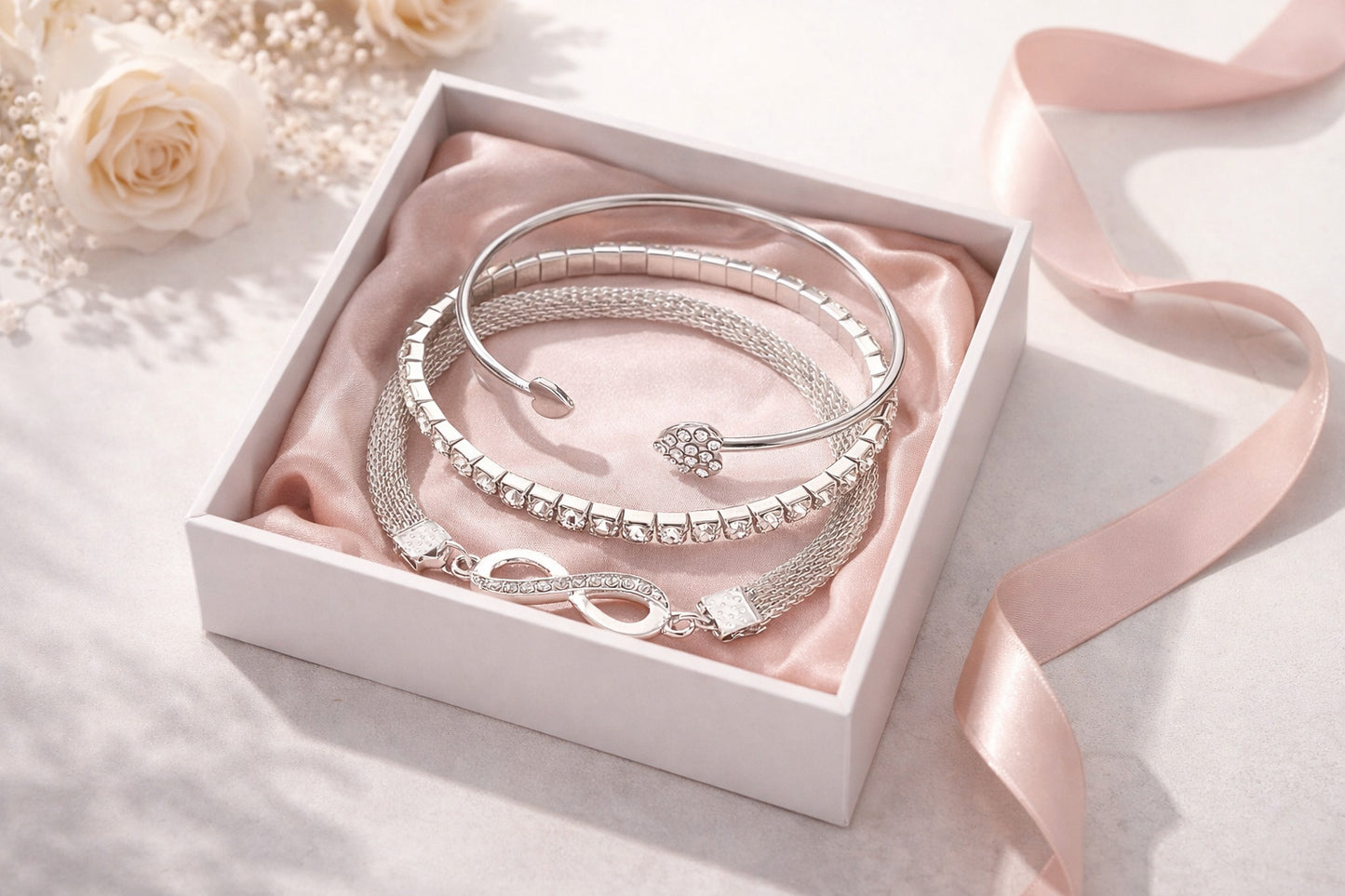 Infinity Grace Silver Bracelet Trio