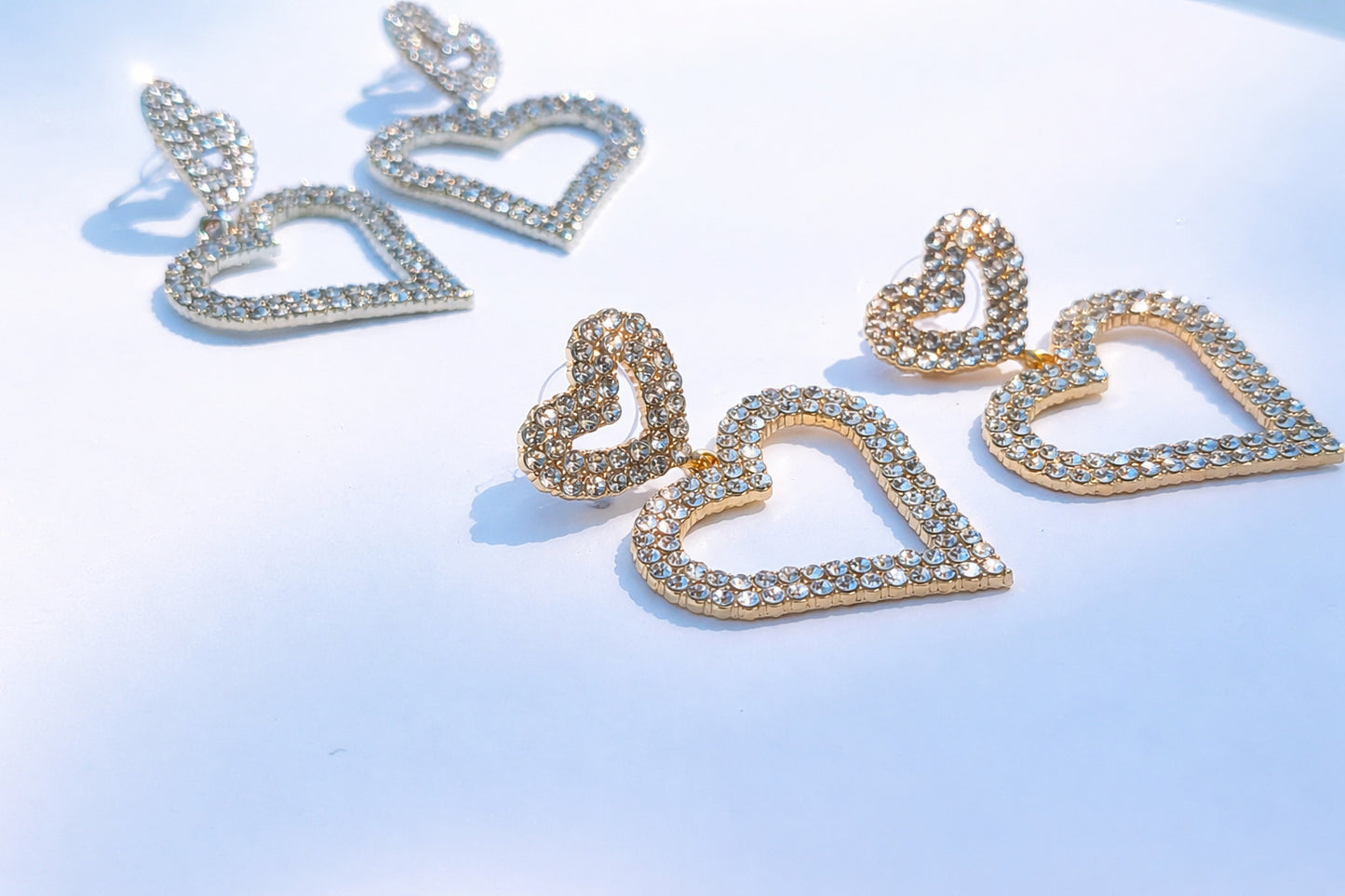Love Duo Rhinestone Heart Earrings