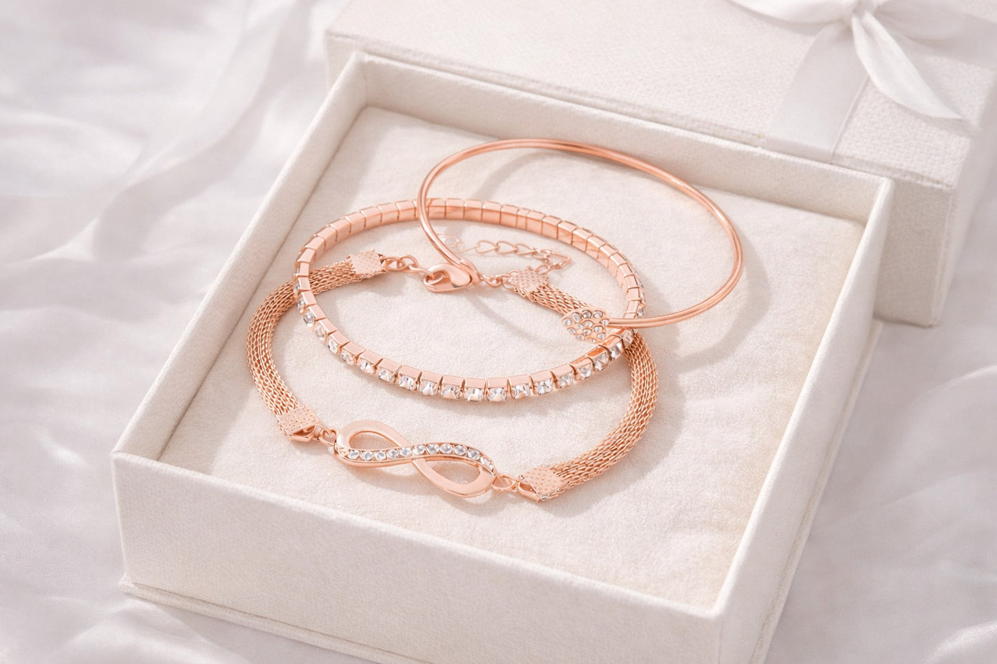 Rosé Glow Infinity Bracelet Set