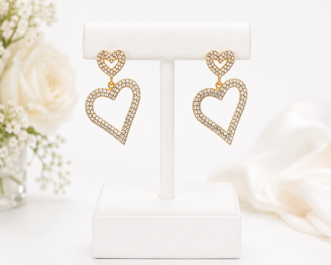 Love Duo Rhinestone Heart Earrings