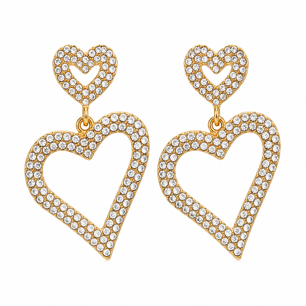 Love Duo Rhinestone Heart Earrings