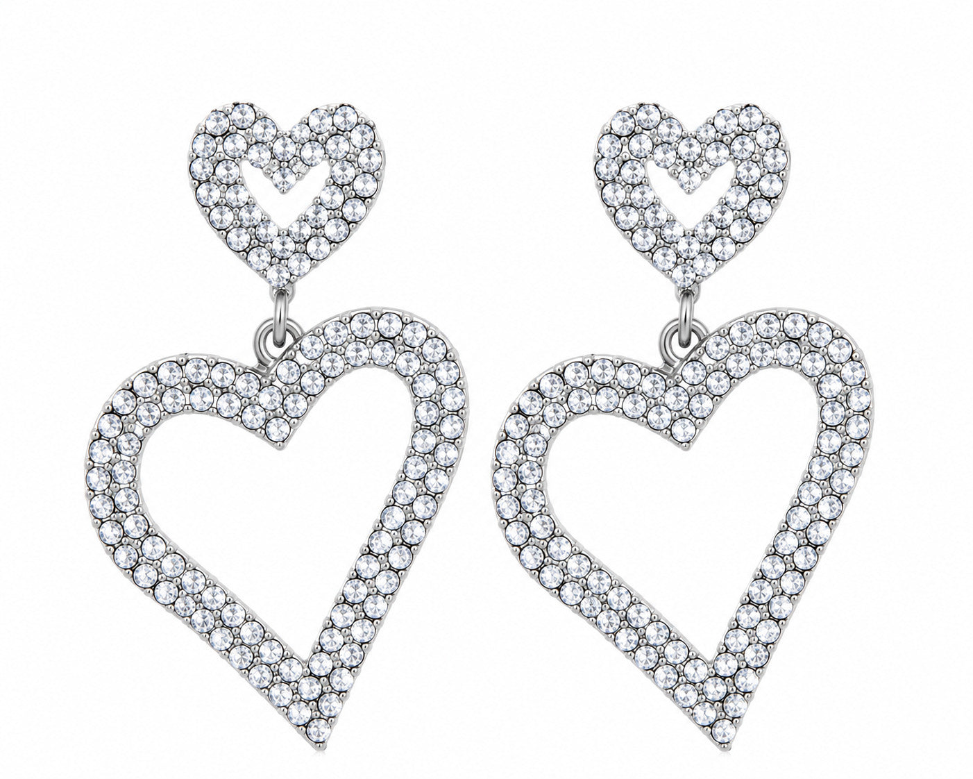 Love Duo Rhinestone Heart Earrings