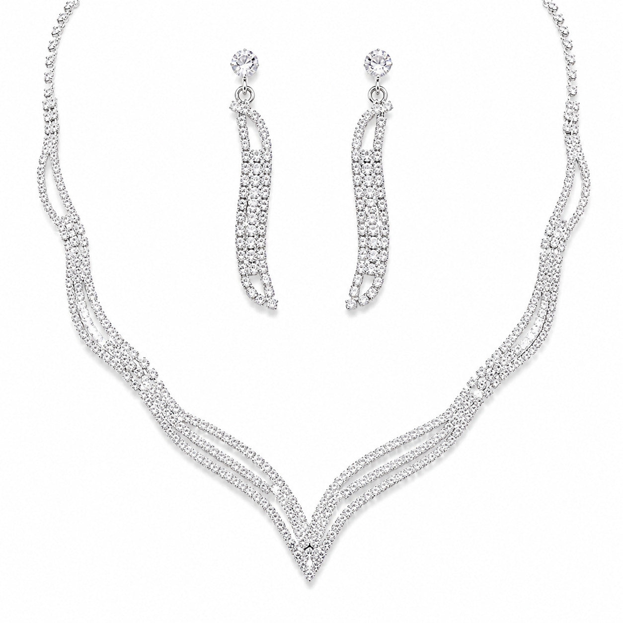 Crystal Cascade Necklace & Earring Set