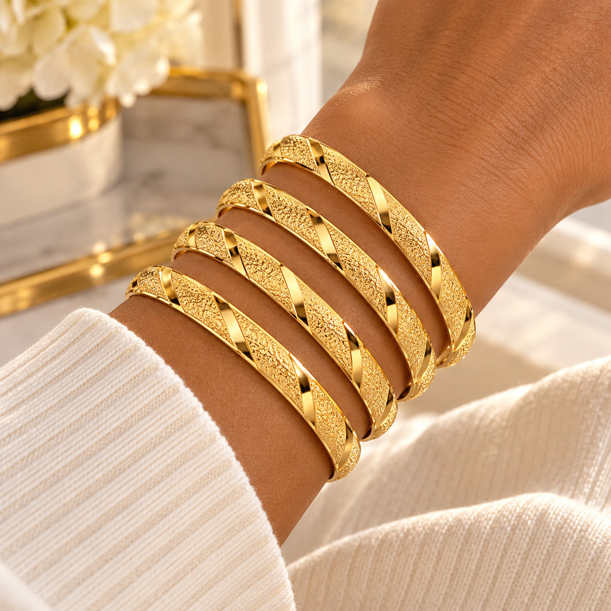 Golden Twist Bangle Set