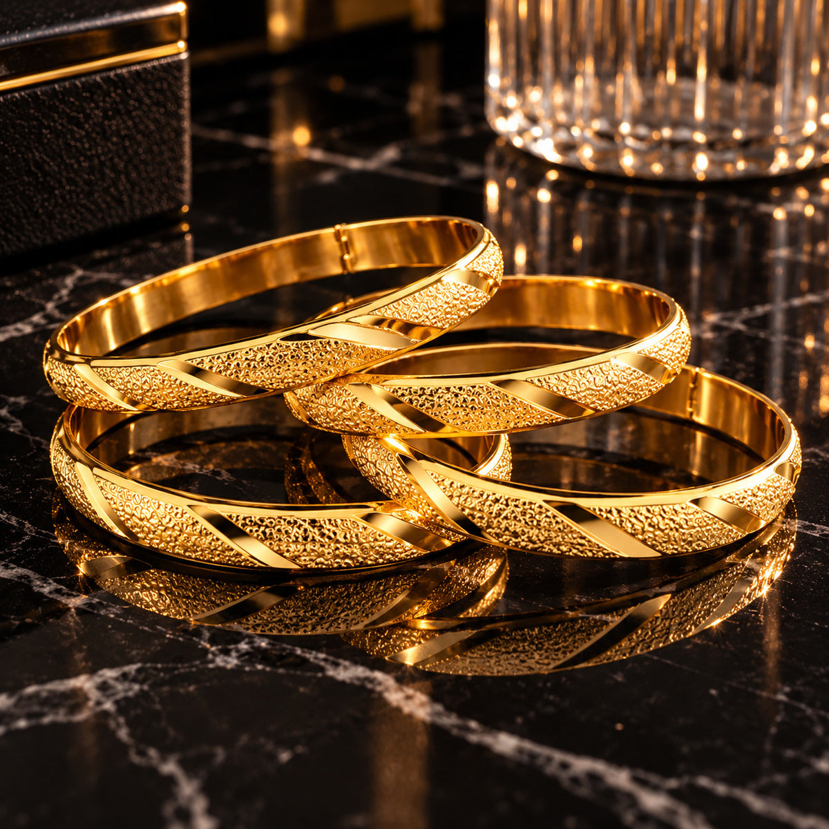 Golden Twist Bangle Set