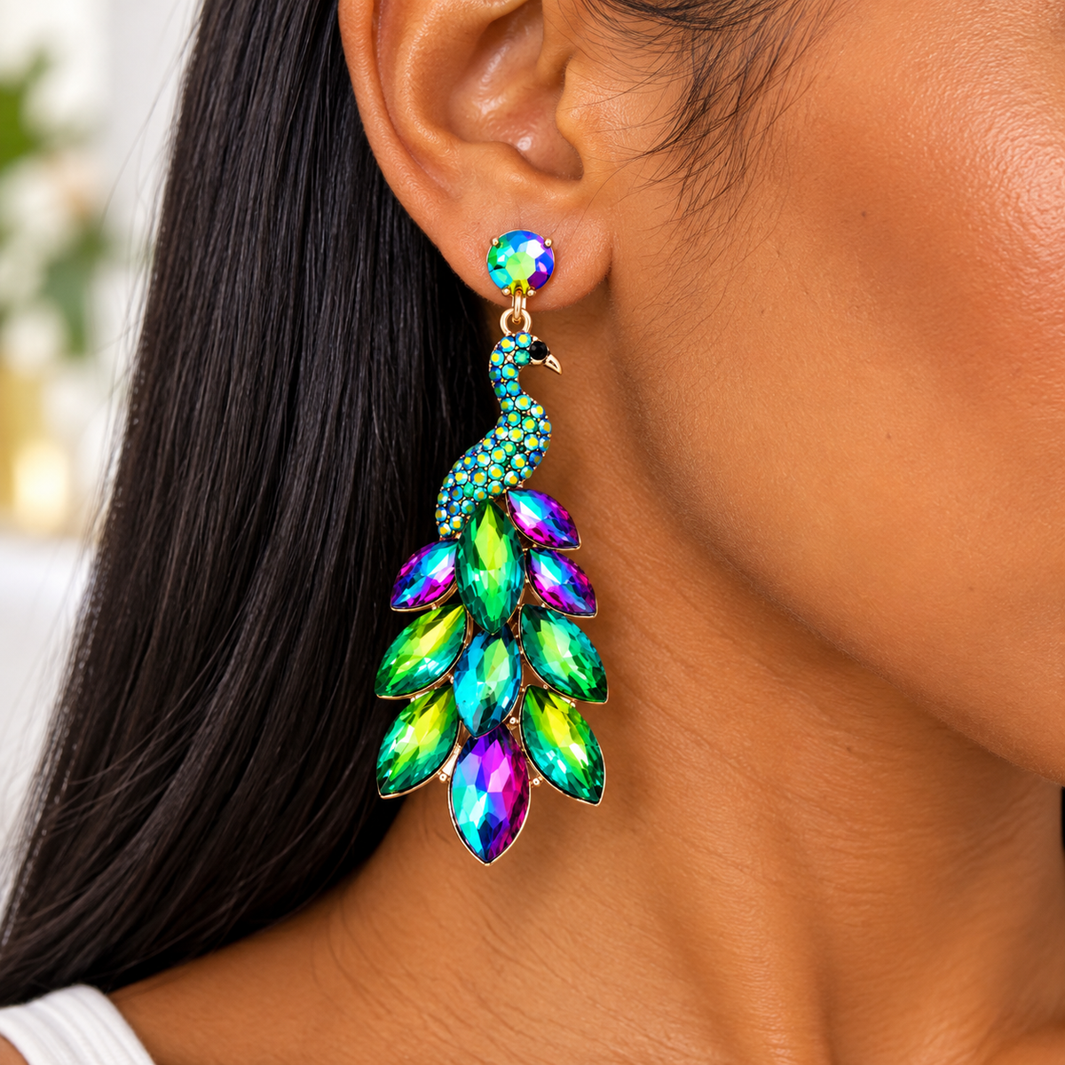 Flamboyant Peacock Earrings