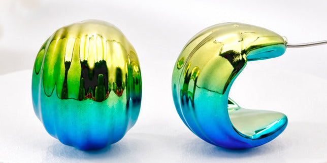 Colorwave Luxe Hoop Earrings, Iridescent Metallic Statement Earrings