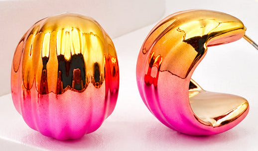 Colorwave Luxe Hoop Earrings, Iridescent Metallic Statement Earrings